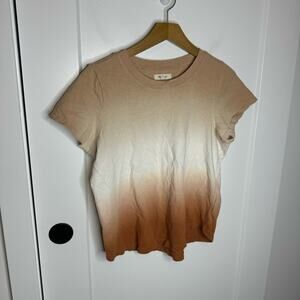 Madewell Dip Dye Ombré Brown 100% Cotton Short Sleeve T-shirt Size Medium